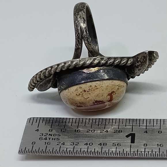 * vintage antique Mexican Fire Opal 925 sterling silver ring sz 5.5 - Picture 3 of 6